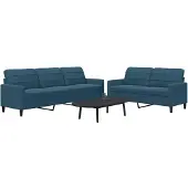 vidaXL 2-tlg. Sofagarnitur mit Kissen Blau Samt