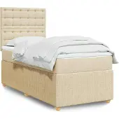 vidaXL Boxspringbett mit Matratze Creme 100x200 cm Stoff