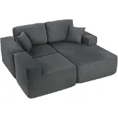 HOMCOM Ecksofa mit Schlaffunktion, L-Form 267 cm Schlafsofa mit Wurfkissen