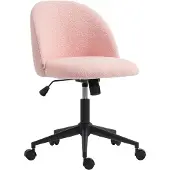 HOMCOM Schreibtischstuhl höhenverstellbarer Bürostuhl mit Teddyfleeceoptik Rosa