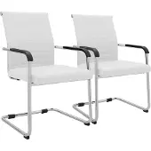 CLP 2er Set Freischwinger Hakon Lederoptik Metall HBT: 90x55x62 cm weiß