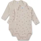 Sanetta Baby-Body langarm (Doppelpack) beige Regenbogen 86