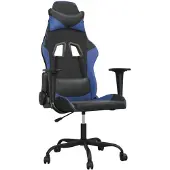 vidaXL Gaming-Stuhl mit Massagefunktion Schwarz und Blau Kunstleder