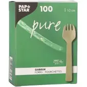 Papstar 1000 Gabeln, Holz "pure" 10 cm