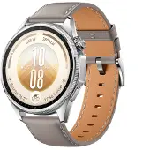Huawei WATCH GT 7 46 mm, graues Gehäuse aus Edelstahl, graues Lederverbund-Armband