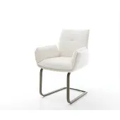 DELIFE Freischwinger Nela-Flex Bouclé Soft Beige Freischwinger flach Effektfinish Titan