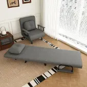 Great han Relaxsessel mit Liegefunktion, 5-fach verstellbare Rückenlehne, Chenille-Bezug, 180° Liegeposition, Grau