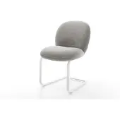 DELIFE Freischwinger Nube-Flex Strukturstoff Soft Grau Freischwinger flach Weiß Taschenfederkern