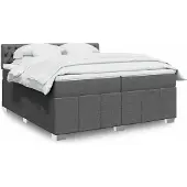 vidaXL Boxspringbett mit Matratze Dunkelgrau 200x200 cm Stoff