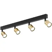 Licht-Erlebnisse Deckenstrahler 4-flammig GU10 84 cm lang Schwarz Gold Deckenlampe Wohnzimmer Deckenleuchte
