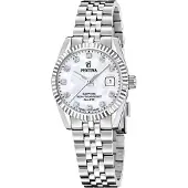 Festina Damen Armbanduhr Swiss made F20087/1 Edelstahl, Perlmutt