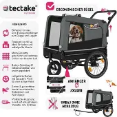 TecTake Hundeanhänger WoofRider 3in1 multifunktional inklusive Reflektoren, Leine und Warnfahne