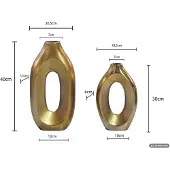FineBuy Vase 2er Set Metall Blumenvase Metallvase Wohndeko Gross Design Dekovase Handmade