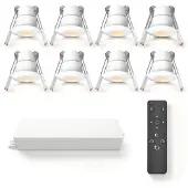 LEDVION 8er set LED Einbaustrahler ø35mm IP65 3W Weiß 2700K