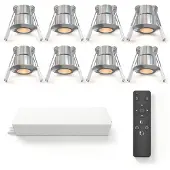 LEDVION 8er set LED Einbaustrahler ø35mm IP65 3W Gebürstetes Nickel 2700K