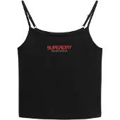 Superdry für Damen. W6011836A T-shirt mit Sportswear-Logo, schwarz (XS), Lässig, Baumwolle, Ärmellos / Hosenträger