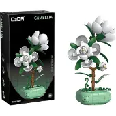 Cada Camellia im Topf Bau-Set, 301 Teile, ca. 23 cm Modellhöhe, dekorative Tischpflanze ohne Gießen