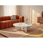 Vente-unique Runder Couchtisch - Weiß Marmor-Optik TOPANIA