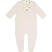 Steiff Baby Strampler - Body, Baumwolle, Bär, Logo, Druckknöpfe, langarm, einfarbig Beige / 86