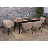 Mendler 6er-Set Esszimmerstuhl MCW-O28, Küchenstuhl Polsterstuhl Stuhl, Stoff/Textil (340g/m²) Metall taupe