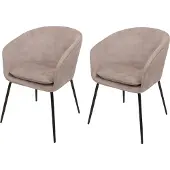 Mendler 2er-Set Esszimmerstuhl MCW-O28, Küchenstuhl Polsterstuhl Stuhl, Stoff/Textil (340g/m²) Metall taupe