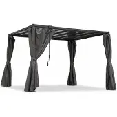 Osoltus Lamellen-Pavillon Pergola Lamellendach 3 x 3,2 m mit Vorhang