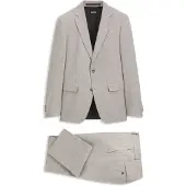 BOSS Gemusterter Slim-Fit Anzug aus italienischer Schurwolle Grösse 48