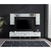 AEA Wohnzimmer Wohnwand Hochglanz Wohnwände Schrank Moderne Möbel 3tlg