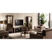 AEA Wohnwand TV Lowboard Elegante Vitrine Wohnzimmer Design Klassisch 3tlg.