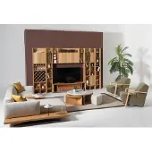 AEA Wohnwand mit Elektro Kamin Wohnwände Ecksofa Sessel Komplett Set 5tlg