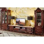 AEA Wohnzimmer Set Massivholz Möbel Medienmöbel TV-Lowboard 2x Vitrinen