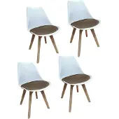 HTI Esszimmerstuhl Samt 4er Set Atlanta Weiß/Braun