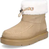 GUESS Damen Kenta Stiefelette aus Rauleder mit Kunstfellkragen beige