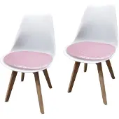 HTI Esszimmerstuhl 2er Set Weiß mit Kunstledersitz Atlanta Rosa mit Ornament