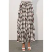 Bigdart Hocheingezogener Karierter Maxi-Rock