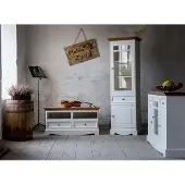 AEA Wohnwand Vitrine Landhaus Designer Möbel 3tlg. Set Kommode RTV Sideboard Holz