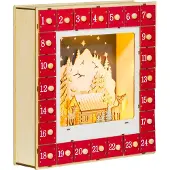 HOMCOM Adventskalender Weihnachtsdekoration 24 Schubladen LED-Lichtern MDF