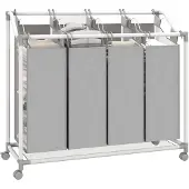 HOMCOM WÄSCHEKORB Metall Oxford-Stoff Grau