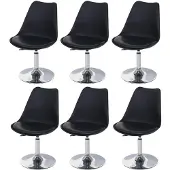 Mendler 6er-Set Drehstuhl Vaasa T501, Stuhl Küchenstuhl, höhenverstellbar, Kunstleder schwarz