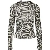 Urban Classics Damen AOP Mesh Turtleneck Langarmshirt Weiß/Schwarz