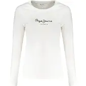 Pepe Jeans für Damen. PL505203 Neu Virginia Ls N T-shirt weiß (L), Lässig, Baumwolle, Langarm