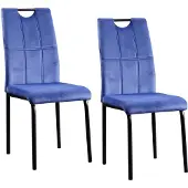 HTI Denton Stuhl, Bezug aus blauem Samt, B/H/T 41,5 x 96,5 x 52,5 cm
