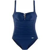 LASCANA Badeanzug , Damen, Gr. 38, Cup D, blau (marine), Polyamid, unifarben, Badeanzüge Badeanzug, mit Pailletten-Verzierung und Shaping-Effekt