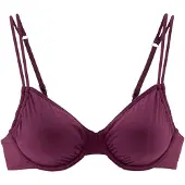 LASCANA Bügel-Bikini-Top "Italy", Damen, Gr. 38, Cup D, rot (bordeaux), Microfaser, Polyamid, unifarben, Bikini-Oberteile Bügel-Bikini-Top, seitlich zu raffen