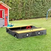 HOME DELUXE Sandkasten aus Holz KIDDY - Hellgrau