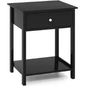 Costway 2er Set Nachttisch mit Schublade & offenem Regal, 48x40x58 cm, Schwarz