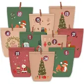 Sonstiges Adventskalender zum Befüllen mit 24 Weihnachtstüten Kraftpapier & Zahlensticker