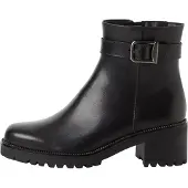 Tamaris Stiefelette , Damen, Gr. 40, Textil, schwarz, Glattleder, Schuhe Stiefelette, Blockabsatz, Basic-Boots mit klassischer Zierschnalle