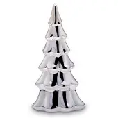 Bauer Silvercraft Tannenbaum Dekoration aus galvanisiertem Porzellan, silberglänzend, 10x7,5cm, 20cm hoch