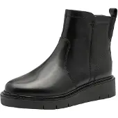 Tamaris Damen WIDE FIT Stiefelette aus Leder Keilabsatz, Black Nappa, 36